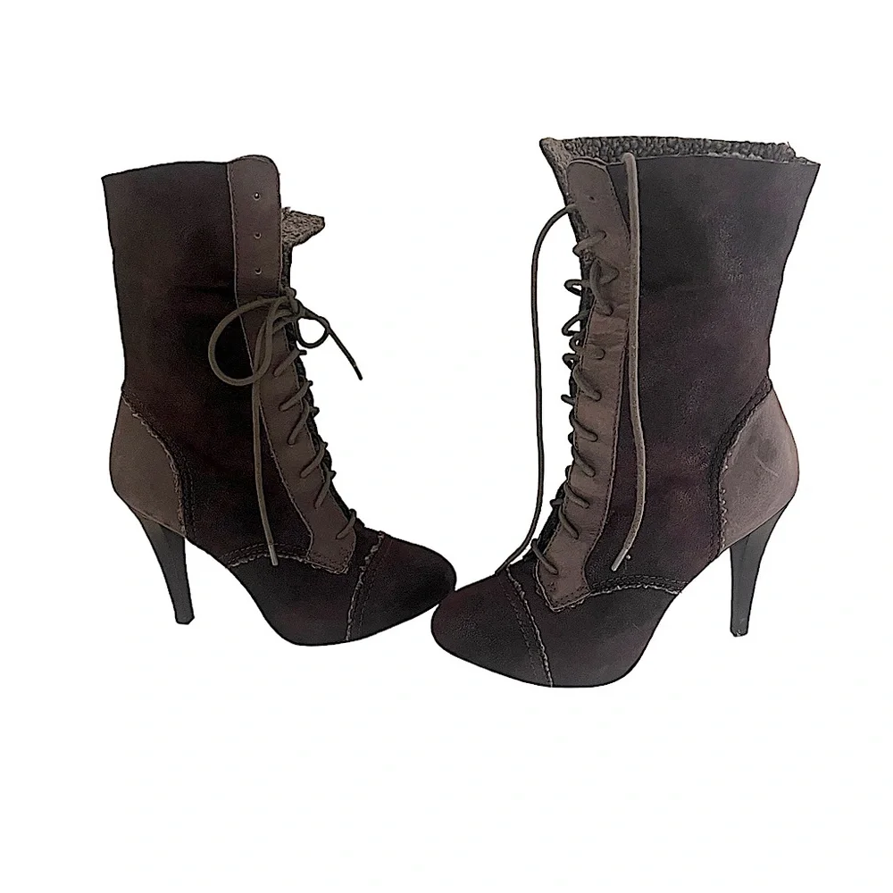 Max Studio Shearling Lace up Boots - Picture 10 of 15